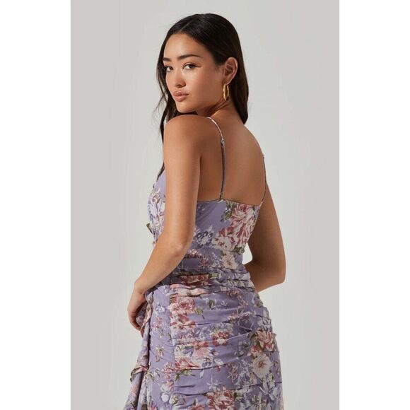 Free People ASTR The Label Kiana Floral Ruched Midi Dress - Picture 4 of 9